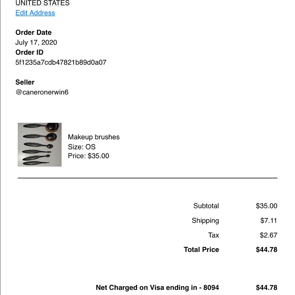 Receipt of payment for Cameron!!! @caneronerwin6